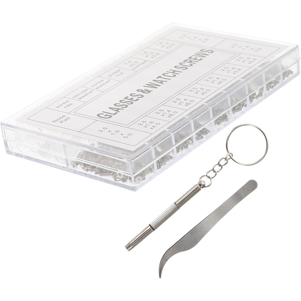 Kit 1000 Parafuso + Pinça + Chave Para Relojoeiro Conserto Joalheiro Ótica Manutenção Fornitura