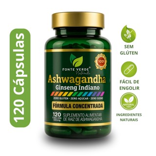 Suplemento Ashwagandha 500mg 120 cápsulas - Fonte verde | Ashwaga Ginseng Indiano - Original em Oferta na Shopee