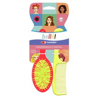 Kit Escova Almofadada Oval + Pente Mundo Condor Bellê em Oferta na Shopee