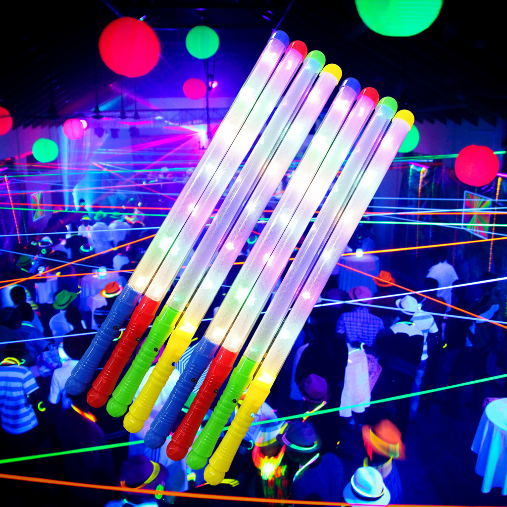 15 Bastão Led Plástico Pisca Luz Algodão Doce Festas Neon