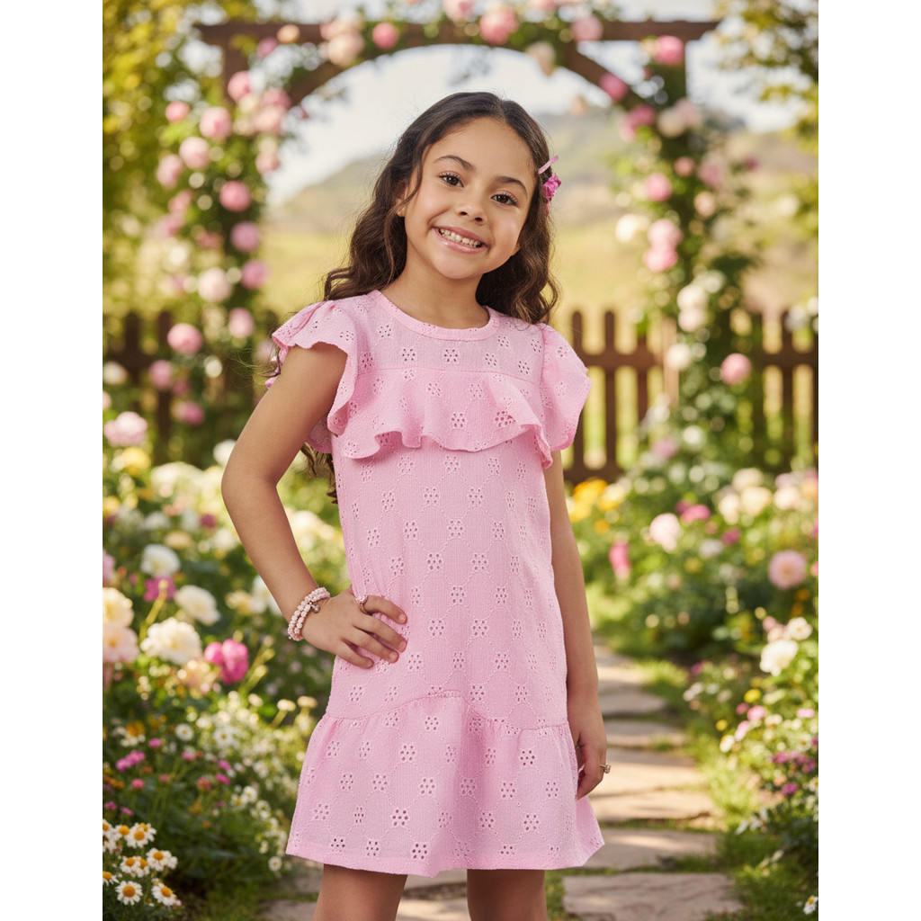 Vestido Infantil Menina Kukie Em Malha Laise Festa