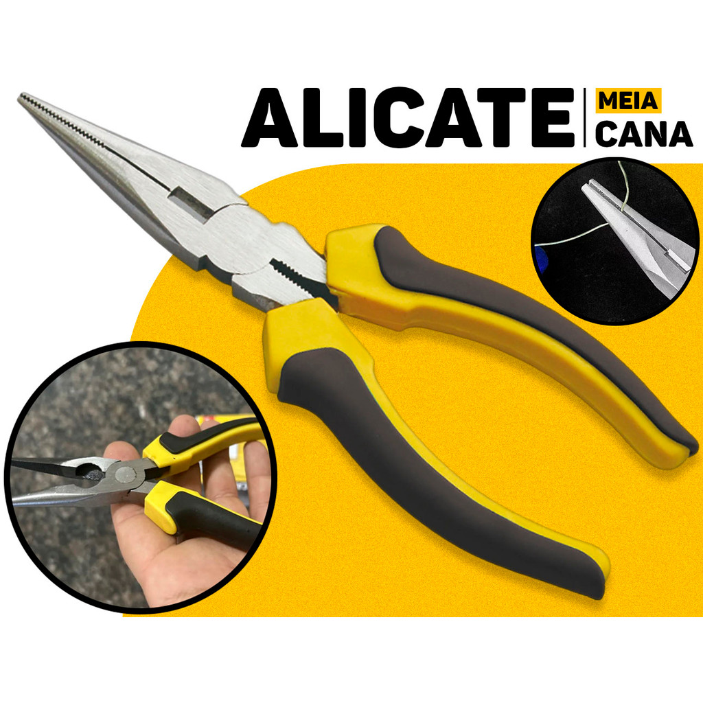 Alicate Meia Cana Hobby 6 Fertak Cabo Antideslizante Ferramenta Multiuso Uso Doméstico Oficina