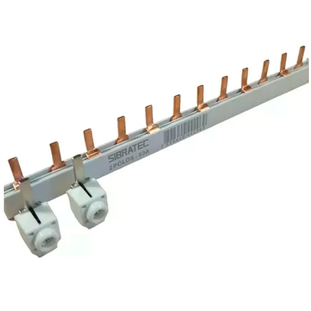 Kit Barramento Pente 2 Polos 63a 2 Conector Genérico 25mm Quadros de Energia