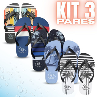 Kit 3 Pares de Chinelo Masculino Leve, Confortável e Ideal para o Verão em Oferta na Shopee