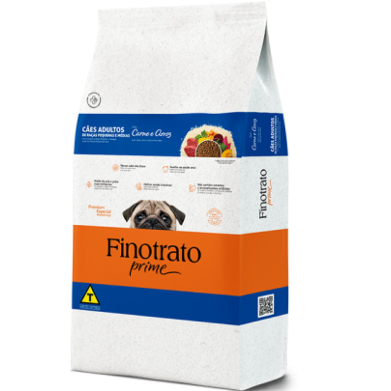 Finotrato Prime Carne e Arroz Cães Adultos de Raças Pequenas e Médias - 10,1 Kg