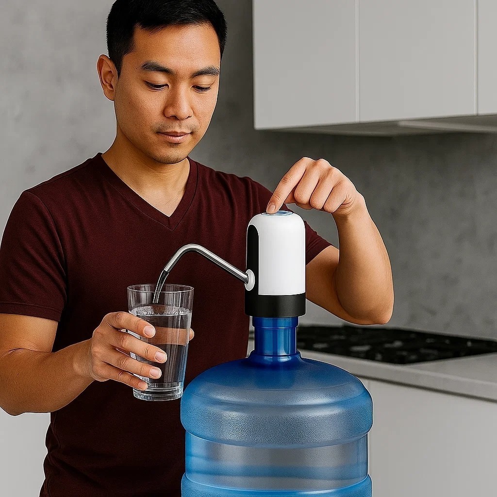 Bomba Água Elétrica Automática Dispensador Portátil Recarregável USB Galão 20L Sensor Copo Rápido