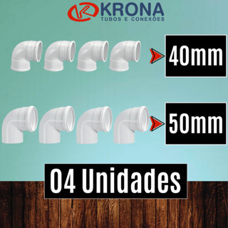 PCT 04 Unds Joelho 40mm e 50mm esgoto branco 90 graus – Krona em Oferta na Shopee