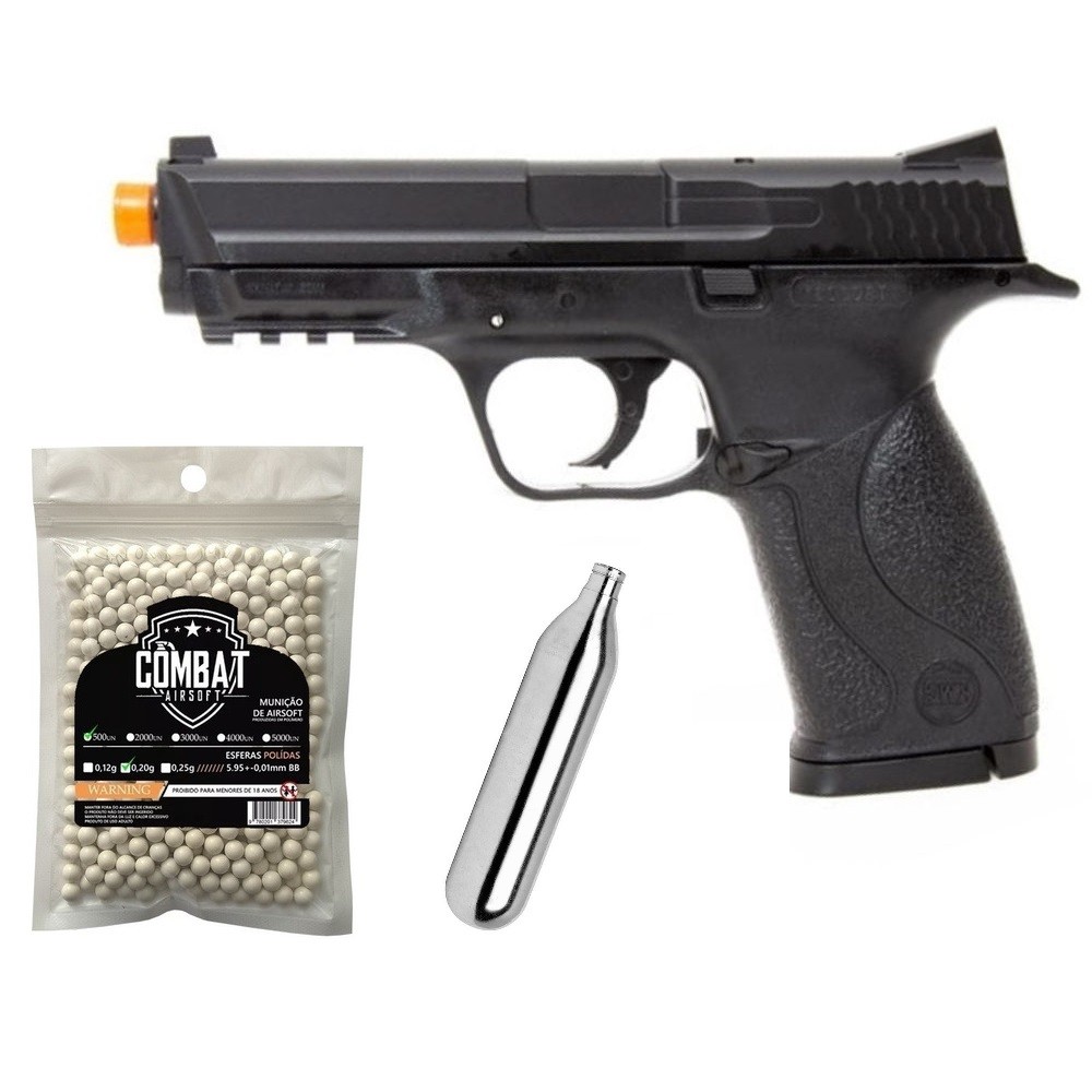 Pistola Airsoft Mp40 Co2 Polimero 6mm KWC + 500 BBs em Oferta na Shopee