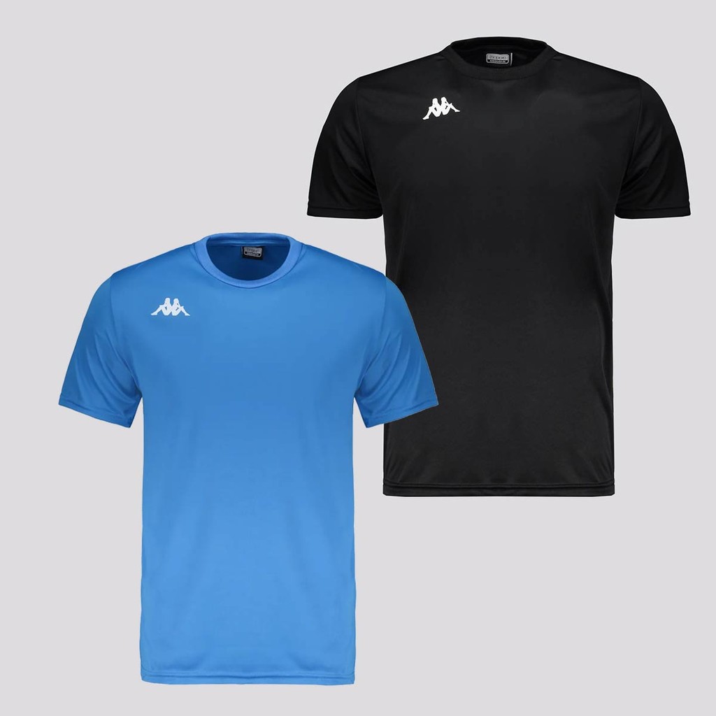 Kit 2 Camisas Kappa Modena Preta e Azul em Oferta na Shopee