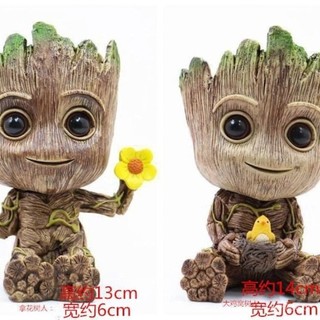 Boneco Groot da Árvore em Vaso de Flores dos Guardiões da Galáxia Sentado em Forma de Ninho de Pássaro