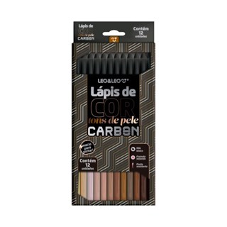 Lápis de Cor Carbon 12 Cores Tons de Pele Redondo Leonora Material Escolar Pintura Lettering em Oferta na Shopee