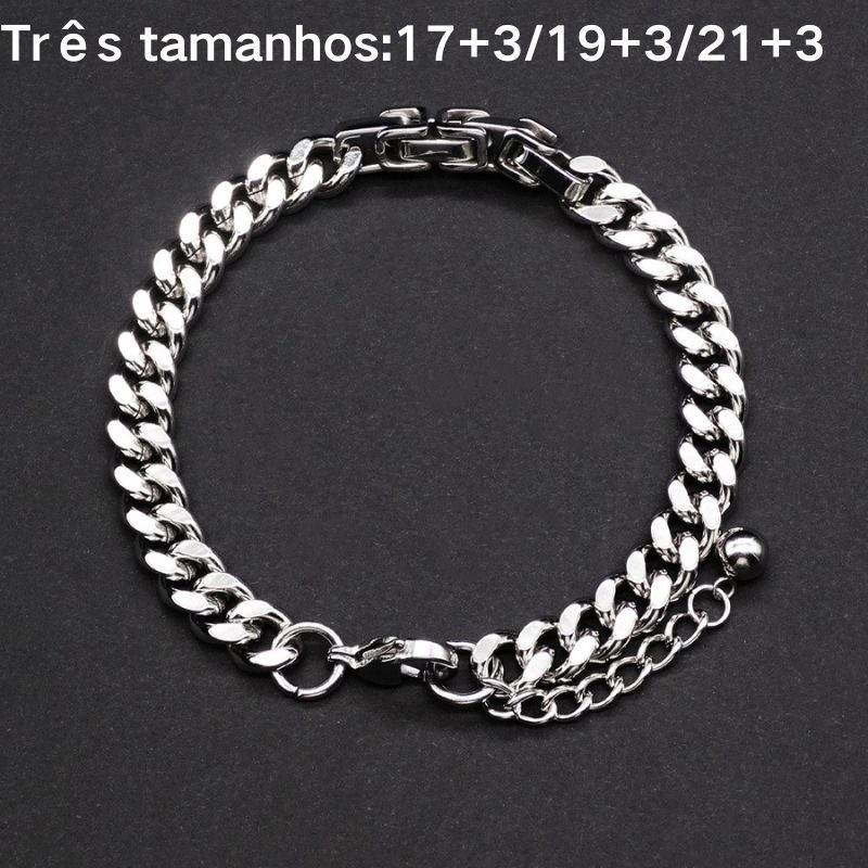 Pulseira masculina de personalidade em aço titânio coreano, punk simples e dominadora, pulseira larga masculina