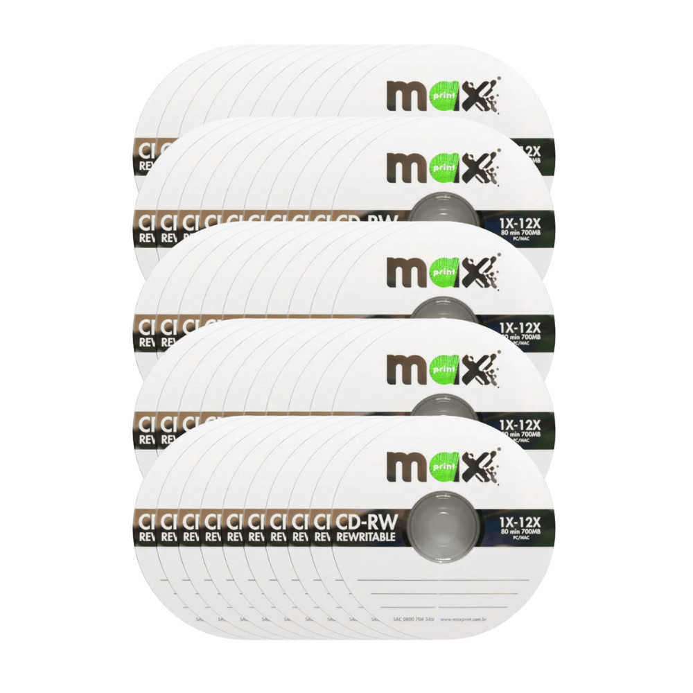 Caixa 50 Unidades CD-RW 700MB 80 min 1X-12X 50151-9 no estojo slim