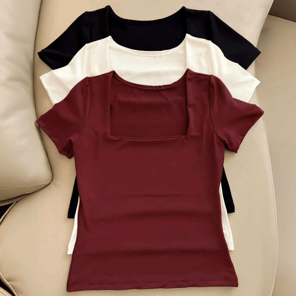 Kit 1 a 4 Blusas Feminina Manga Curta Decote Quadrado Moda Casual Blogueira Verão em Oferta na Shopee