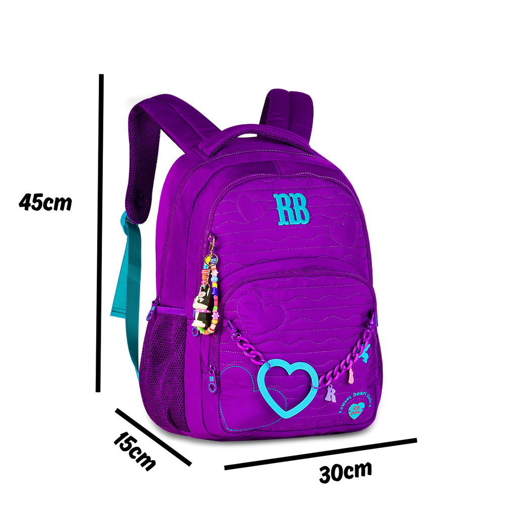 Kit Mochila de Costas e Estojo Rebecca Bonbon Heart Beats -Clio Style Cor:Roxo · foto 2