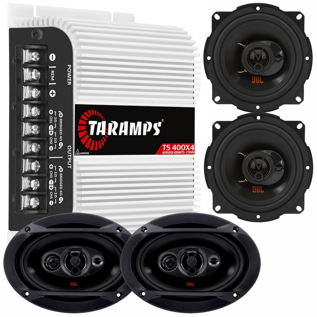 Kit 04 Alto Falante 5 pol JBL 5TRFX55 110W + 6x9 pol 69QDFX110 220W + Módulo Amplificador TS400 400W em Oferta na Shopee