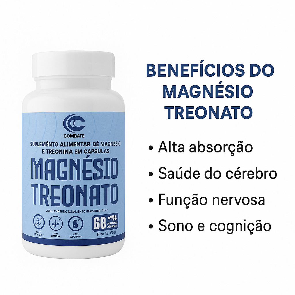 Suplemento Magnésio L-Treonato ate 180 Cápsulas Neuromuscular Treonato Memória Cérebro Foco Sono 100% Original