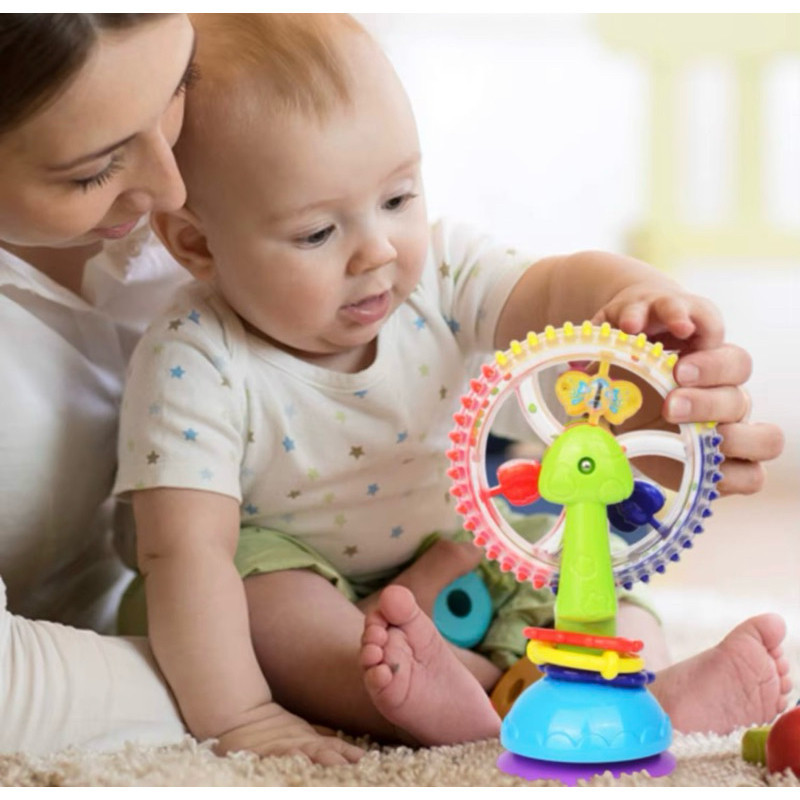 Brinquedo Roda Gigante Rotativa Sensorial Macia de 3 Cores com Ventosa Bebê de 0 a 3 anos Baby Educational Toy Fashional