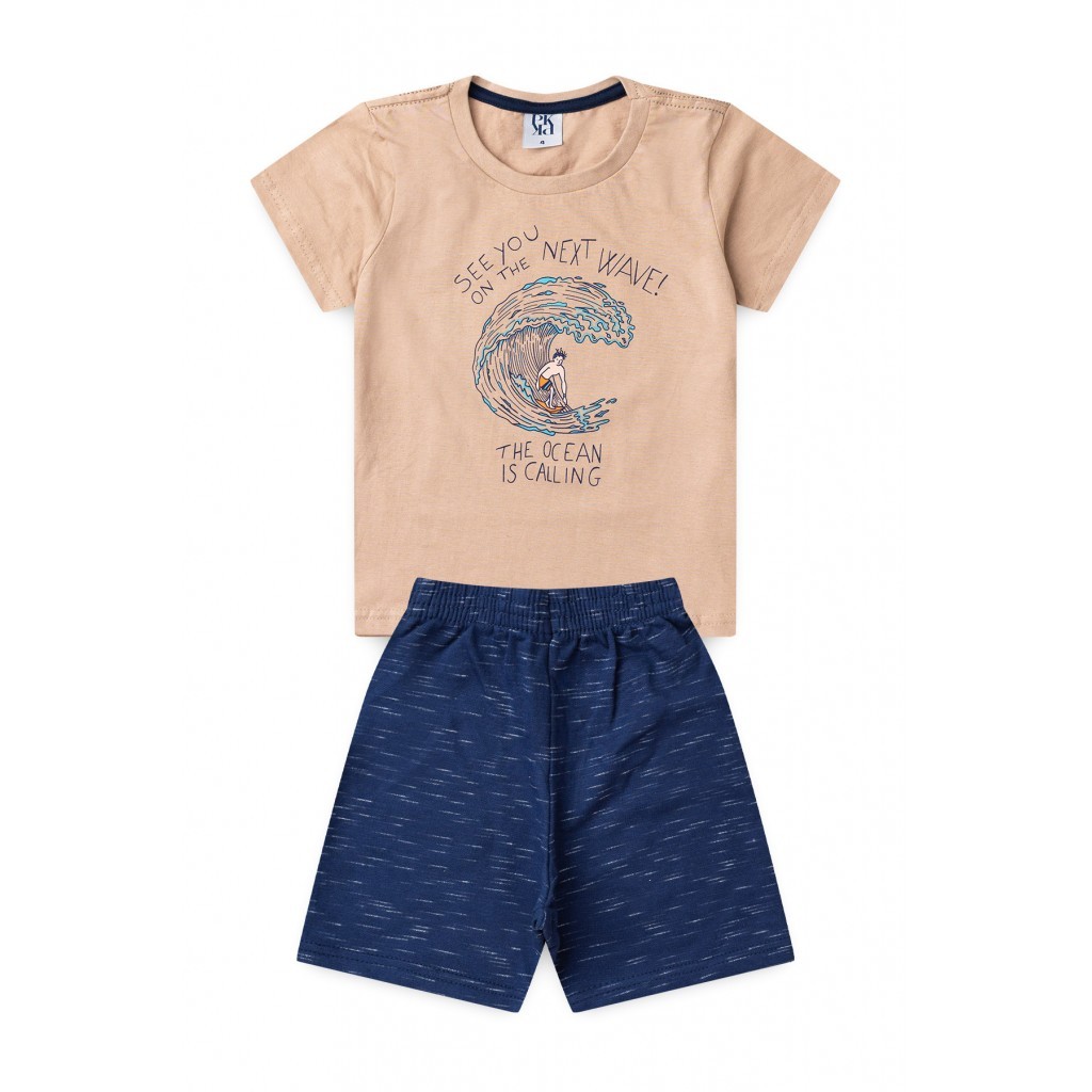 Conjunto Infantil Masculino As Ondas Chamam em Oferta na Shopee