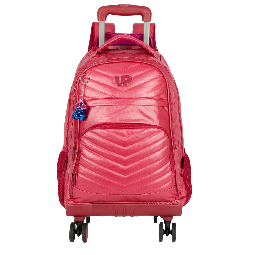 Mochila Escolar 2em1 4 Rodas e Costas 360 Graus Juvenil Menina Metalizada UP4YOU