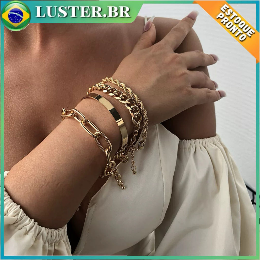 Conjunto de pulseiras de metal, pulseiras femininas, design de nicho, novas tendências simples europeias e americanas