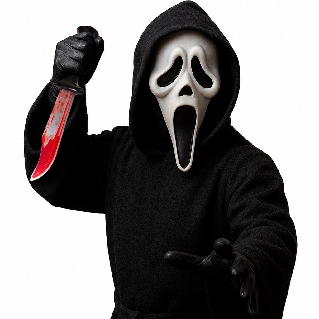 Faca de Brinquedo Plastico com Sangue Líquido Falso 33,5cm para Fantasia de Assassino e Halloween