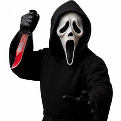 Faca de Brinquedo Plastico com Sangue Líquido Falso 33,5cm para Fantasia de Assassino e Halloween