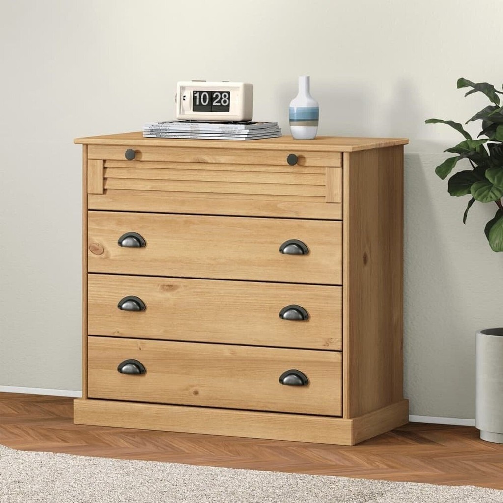 Cômoda 4 Gavetas Madeira de Pinus 76x80cm em Oferta na Shopee