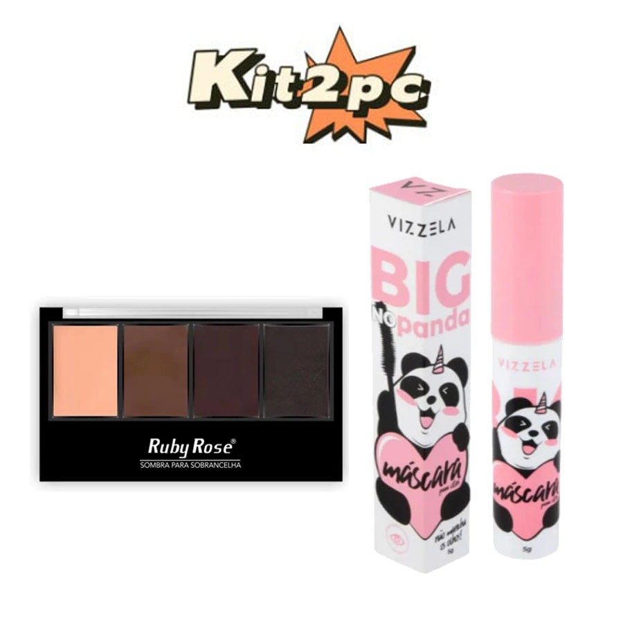 KITS/ 1 PC Trio Sombra Para Sobrancelhas Ruby Rose + 1 PC Máscara De Cílios rímel vegano