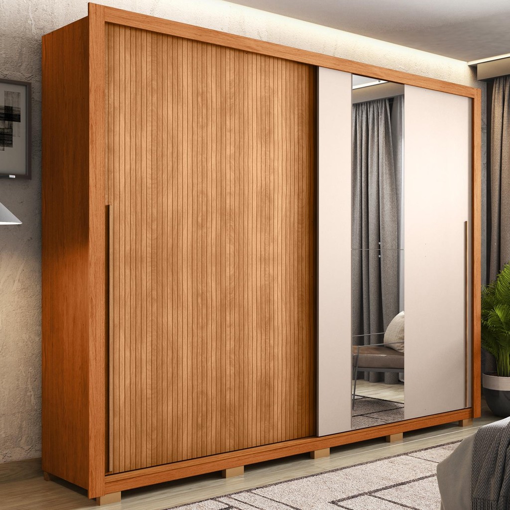 Guarda Roupa Casal 2 Portas 4 Gavetas Imper Marrom Caemmun em Oferta na Shopee