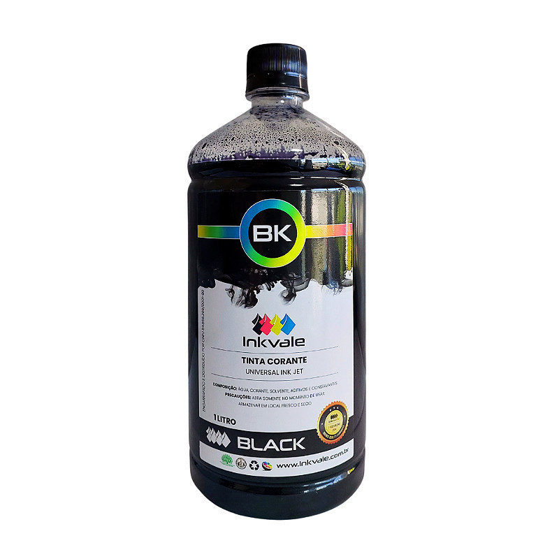 Tinta Corante Recarga de Cartuchos 60 122 662 664 667 Compatível HP e outras 1 Litro Preta Impressora