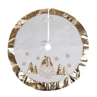 Saia para árvore de natal branca com desenhos e borda dourado 90cm em Oferta na Shopee