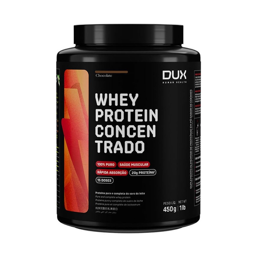 Whey Protein Concentrado - 450g Chocolate - Dux Nutrition em Oferta na Shopee