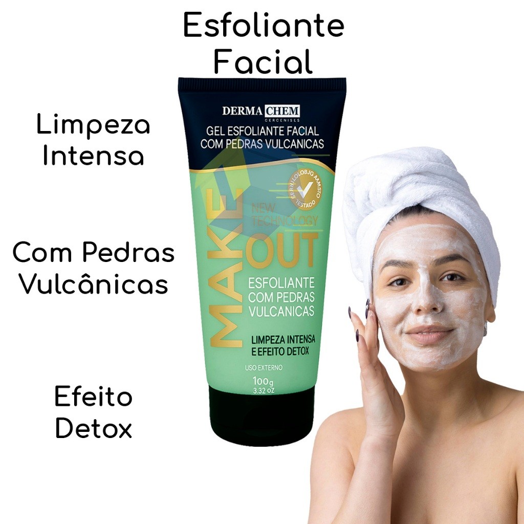 Esfoliante Para o Rosto Com Pedras Vulcânicas Dermachem Make Out 100g