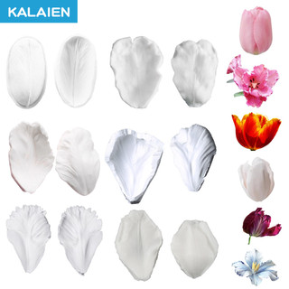 Molde de Silicone KALAIEN para Tulipa com Múltiplos Padrões de Pétalas e Veios, para Decoração de Bolos com Pasta de Açú