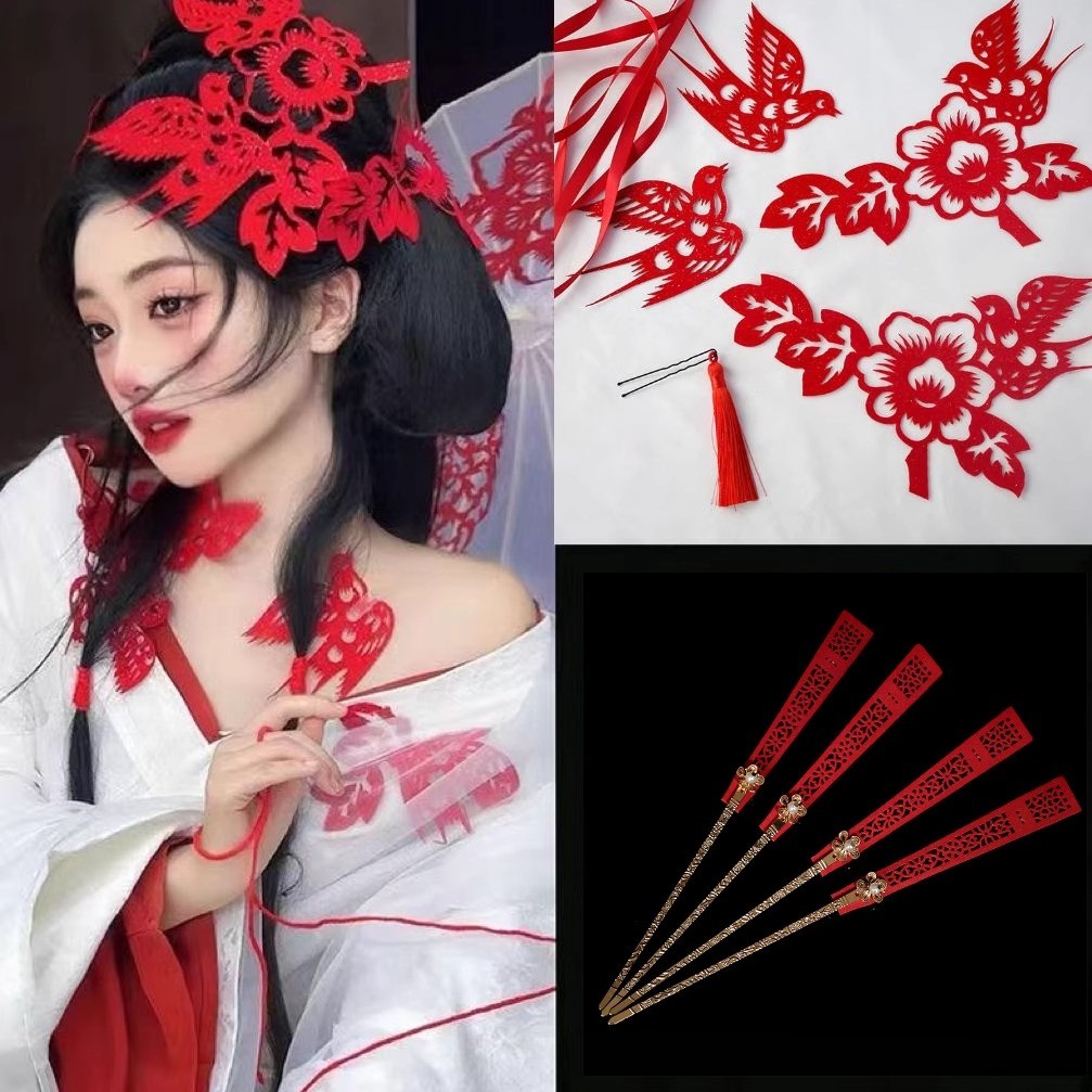 Estilo chinês não restante azul azul branco porcelana corte de papel pega cocar estilo chinês Hanfu antigo azul Hairpin
