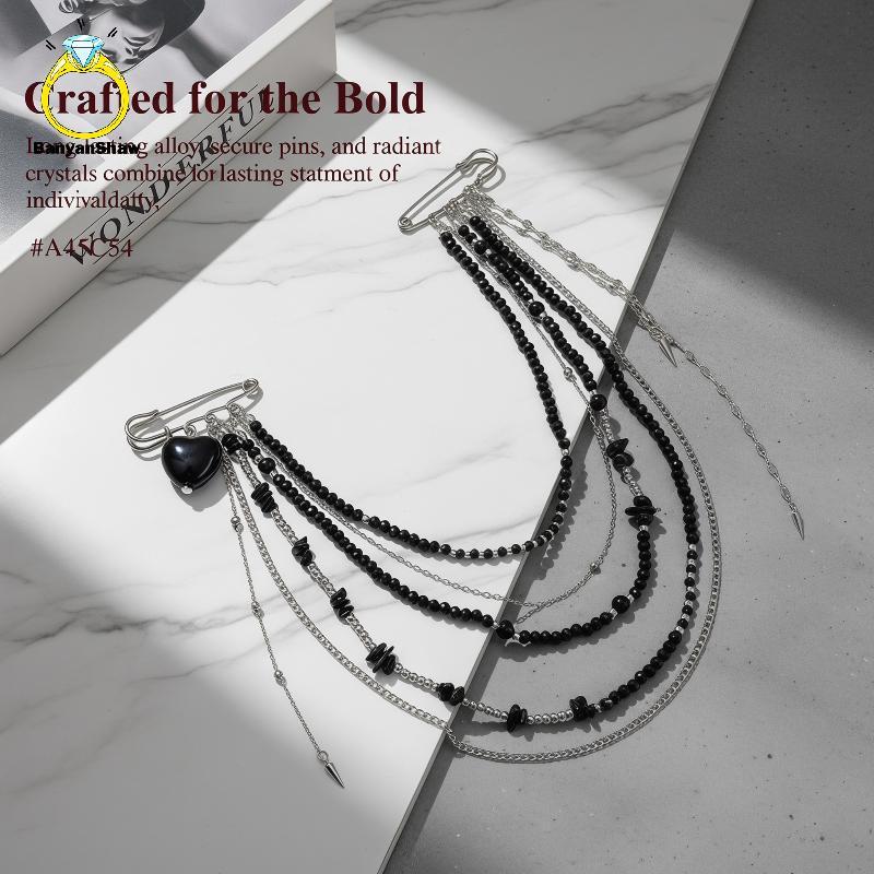 [BANY] Broche De Corrente De Cristal Longo Com Várias Camadas , Joias Da Moda , Alfinete De Lapela Elegante Para Decoraç