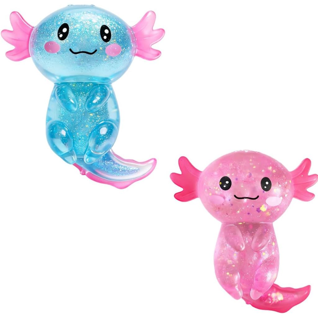 2 Peças de Brinquedos Antiestresse Squishy de Axolote, Brinquedos Sensoriais Macios e Elásticos de Axolote para Aliviar