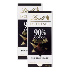 Kit 2 Chocolate Lindt Excellence 90% Cocoa Supreme Dark 100g