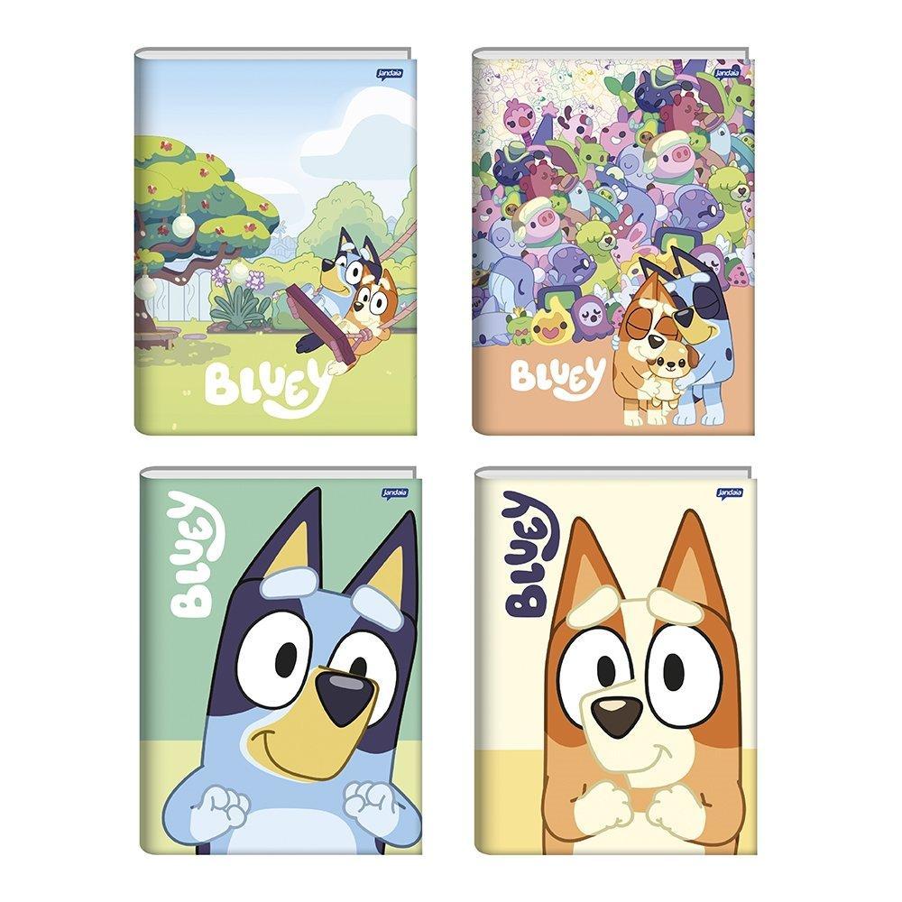 Caderno Costurado Jandaia Universitário Capa Dura Bluey 80 Folhas - Embalagem com 5 Unidades Sortidas