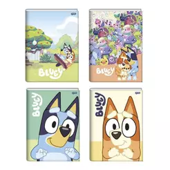 Caderno Costurado Jandaia Universitário Capa Dura Bluey 80 Folhas - Embalagem com 5 Unidades Sortidas