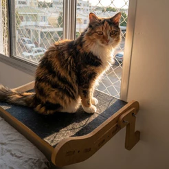 Janeleira Para Gatos Cama Suspensa De Janela Varanda MDF 15mm Reforçado Suporta Até 25kg