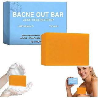 Bacne Out Bar - Sabonete Bacne Out com Cúrcuma, Vitamina C e AlphaArbutin, Tratamento para Acne Corporal nas Costas, Pei