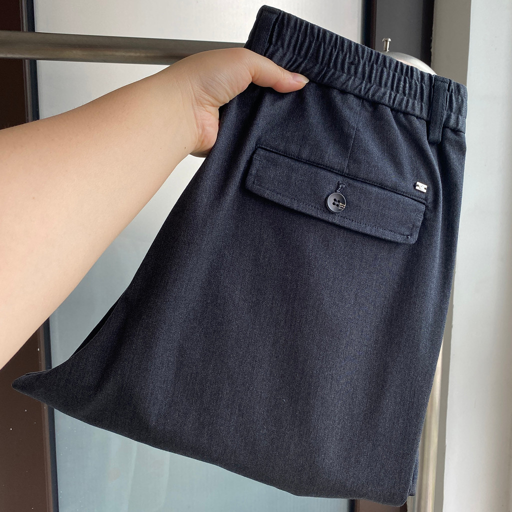 Etiqueta de corte H!Flor cinza de alta qualidade!O tipo de calça é ótimo!Calças masculinas de outono com cintura Semi-el