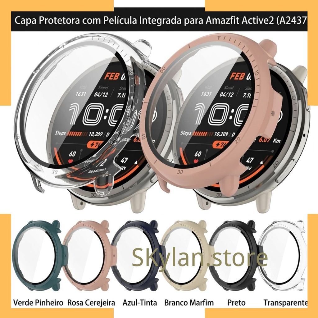 Capa 2 em 1 com Película de Vidro Integrada para Amazfit Active 2 (A2437) - Proteção Total 360°
