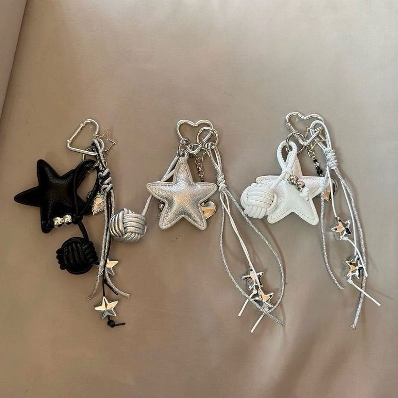 M ~ Estilo Doce E Legal Personalidade ins high-end Couro Do Plutônio Pentagrama Pingente Estrela Saco Mosquetão Personal