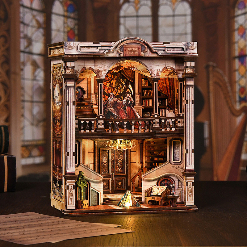 DIY Livro Nook Kit Sonho Teatro Artesanal Montar 3D Quebra-Cabeça De Madeira Estante Em Miniatura Casa De Boneca Modelo