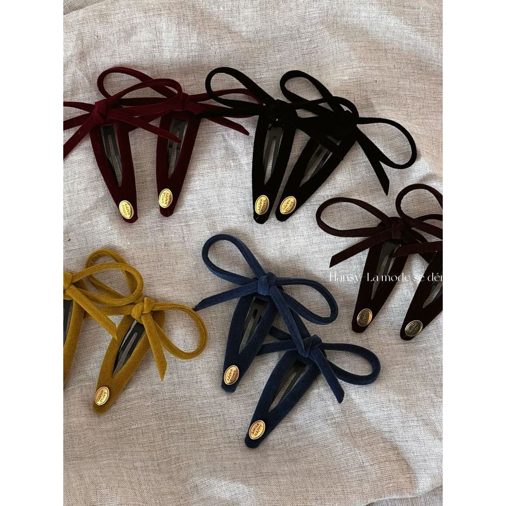 Etiqueta dourada Retro veludo arco BB clipe All-Match menina textura grampo de cabelo laço de cabelo corda franja cabelo