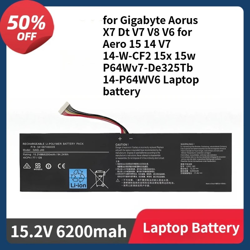 Bateria GAG-J40 Para Gigabyte Aorus X7 Dt V7 V8 V6 Aero 15 14 V7 14-W-CF2 15x 15w P64Wv7-De325Tb P64WV6 Laptop