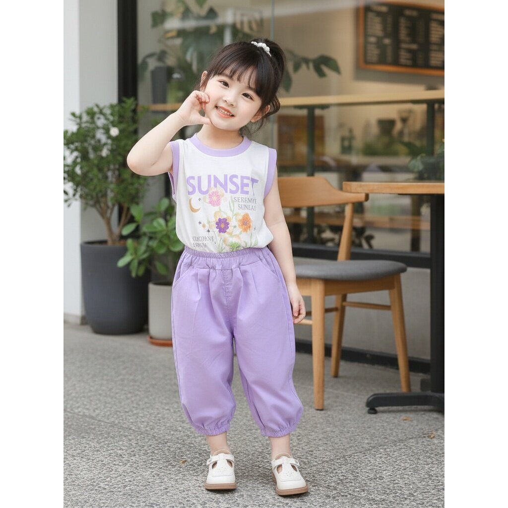Meninas roupas de verão moda sem mangas colete terno bebê verão doce roupas do bebê crianças estilo fino na moda cr